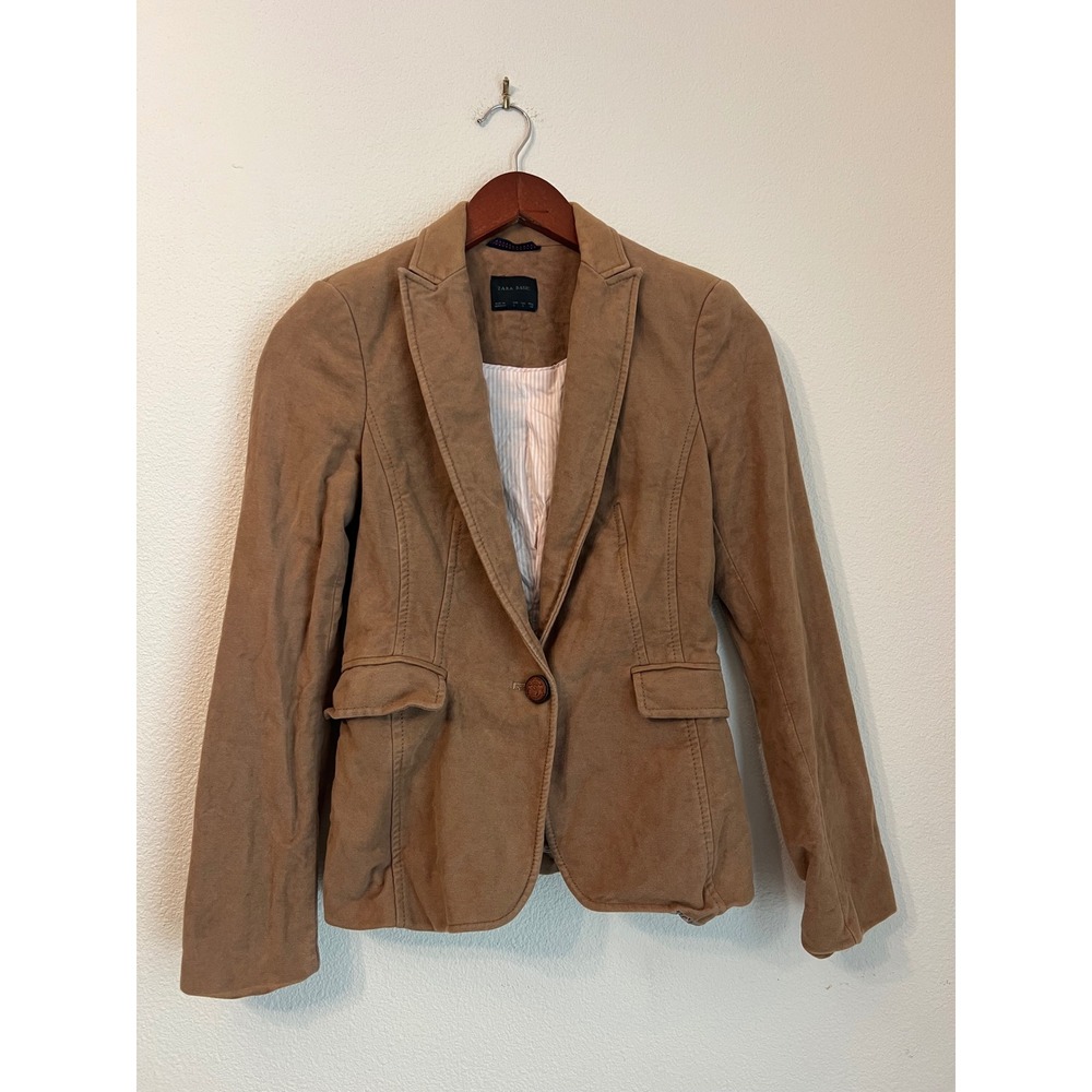 Zara Basic Brown Blazer Jacket S Small Fitted Cas… - image 1